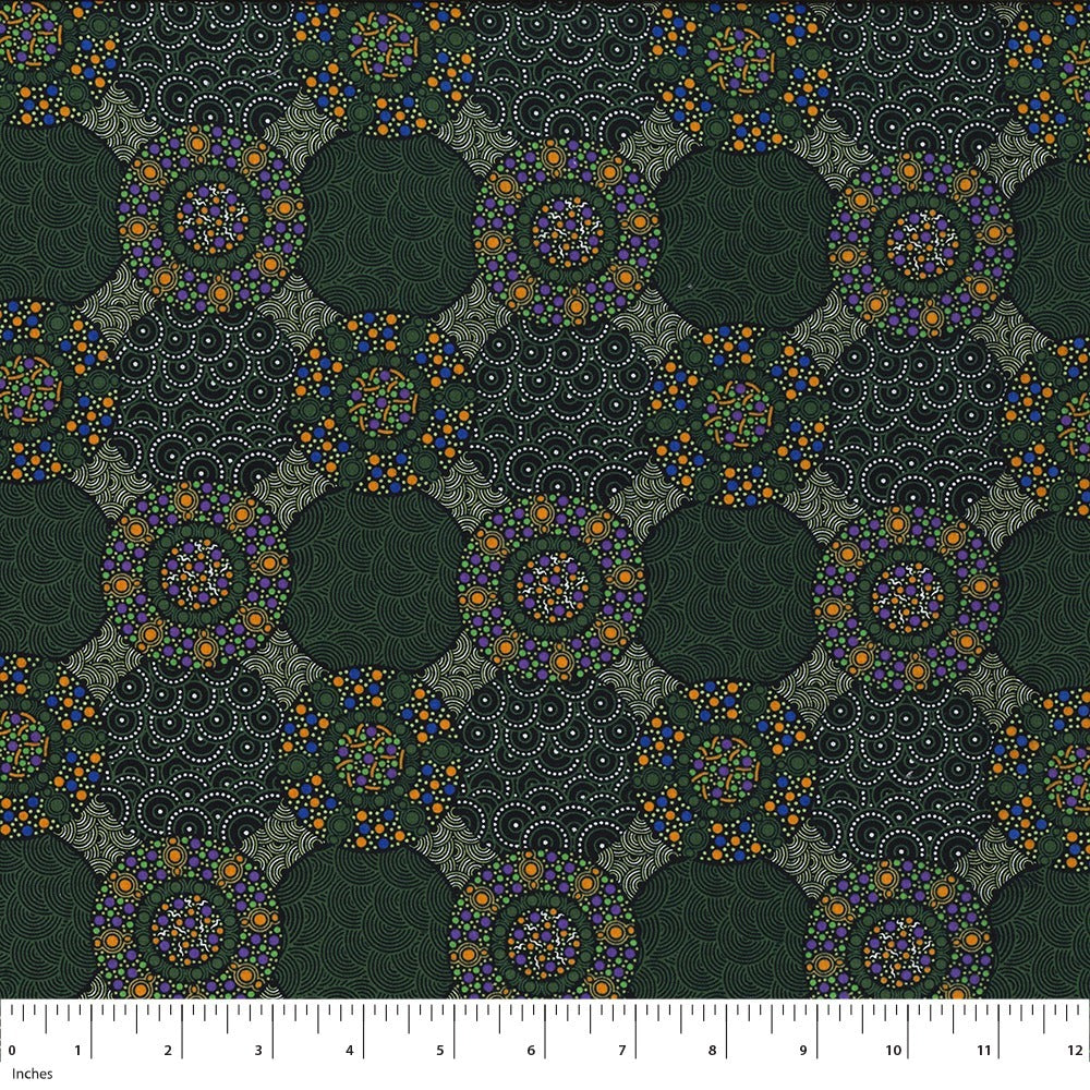 M&S Textiles - Aboriginal - Wildflowers and Tuckers Green