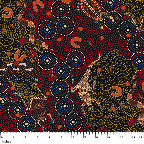 M&S Textiles - Aboriginal - Around Waterhole - Red