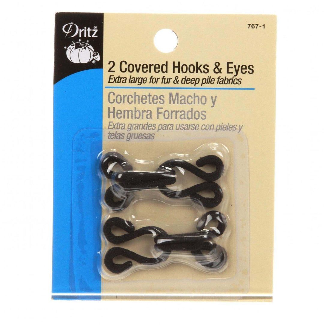 Bag - Covered Hooks & Eyes - Black 2ct