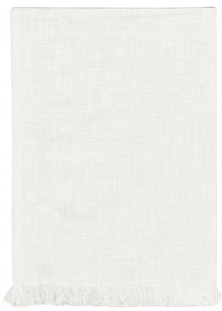 Tea Towel - Solid - White with Fringe