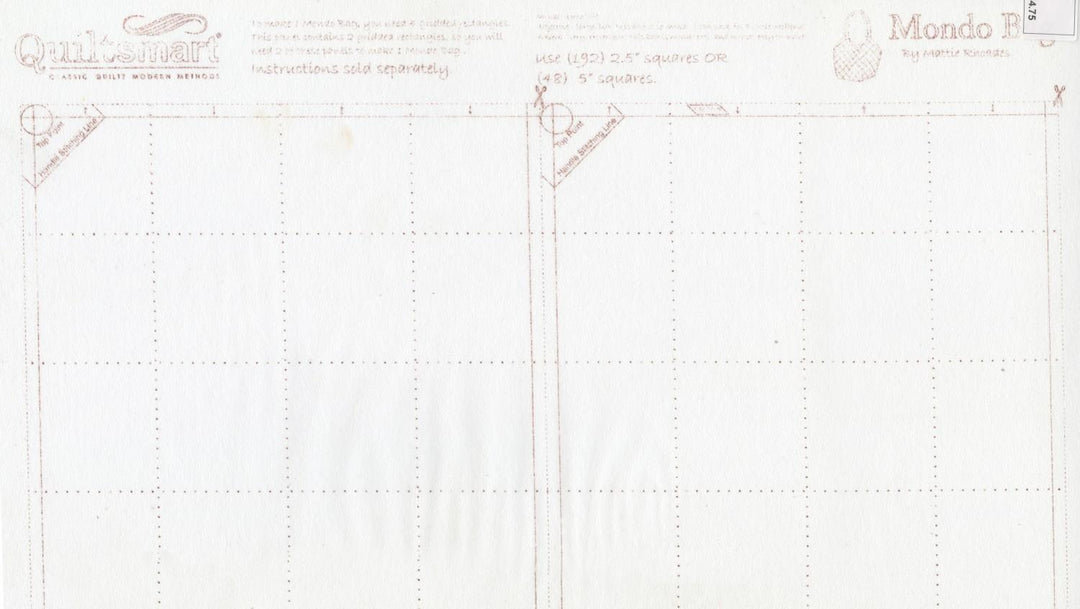 Panel - Quilt Smart - Mondo Bag Pre Printed Interfacing - 2 PANELS ONLY
