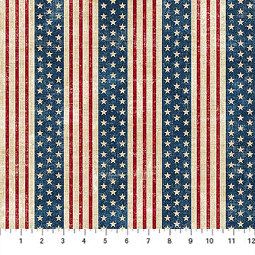 Northcott - American Heartland - Stripe CREAM Multi