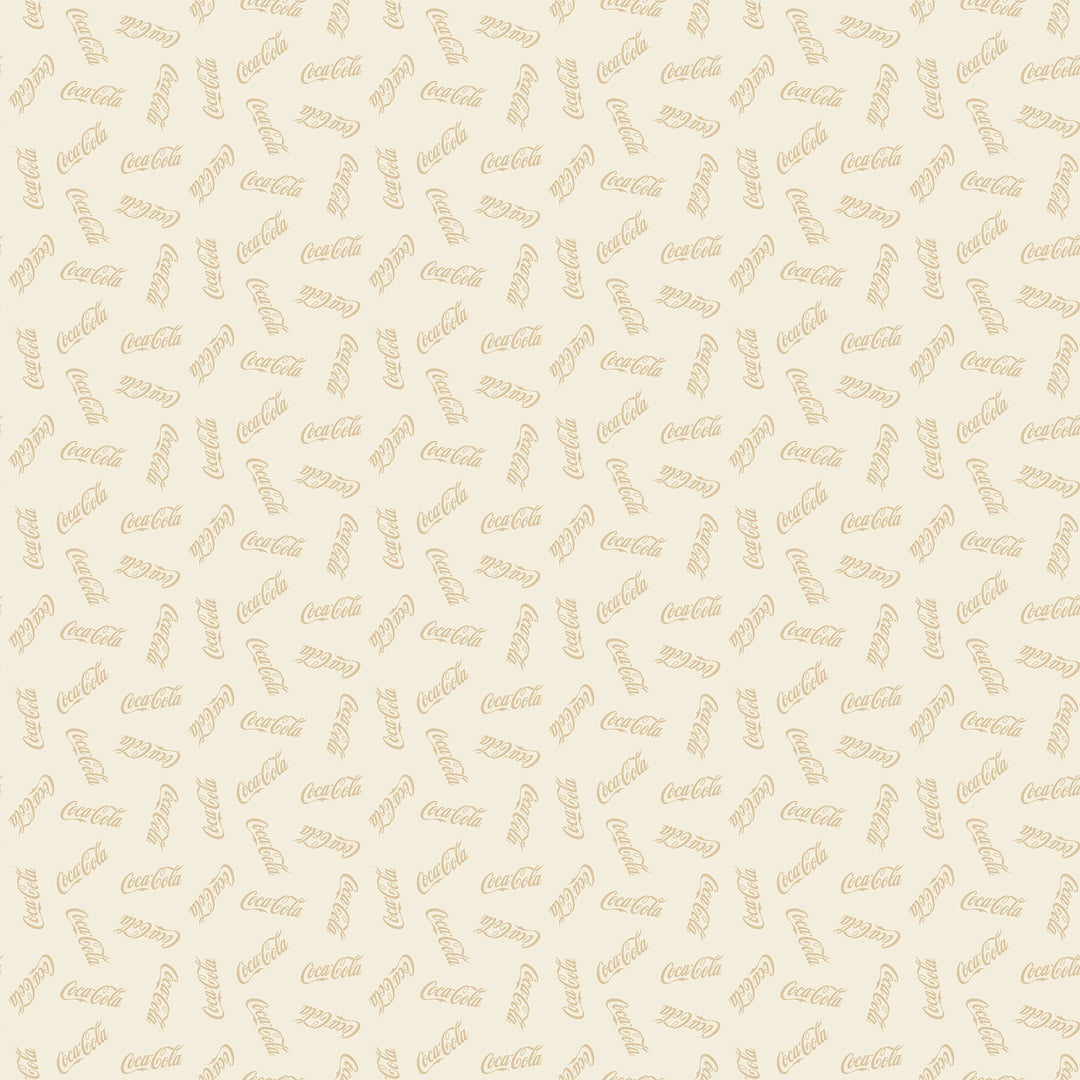 Northcott - Coca Cola Christmas Logo Tossed Taupe