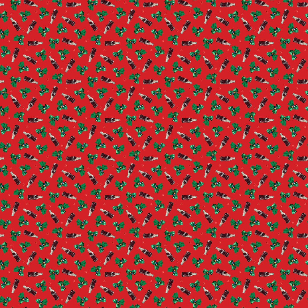 Northcott - Coca Cola Christmas Tossed Bottles Red
