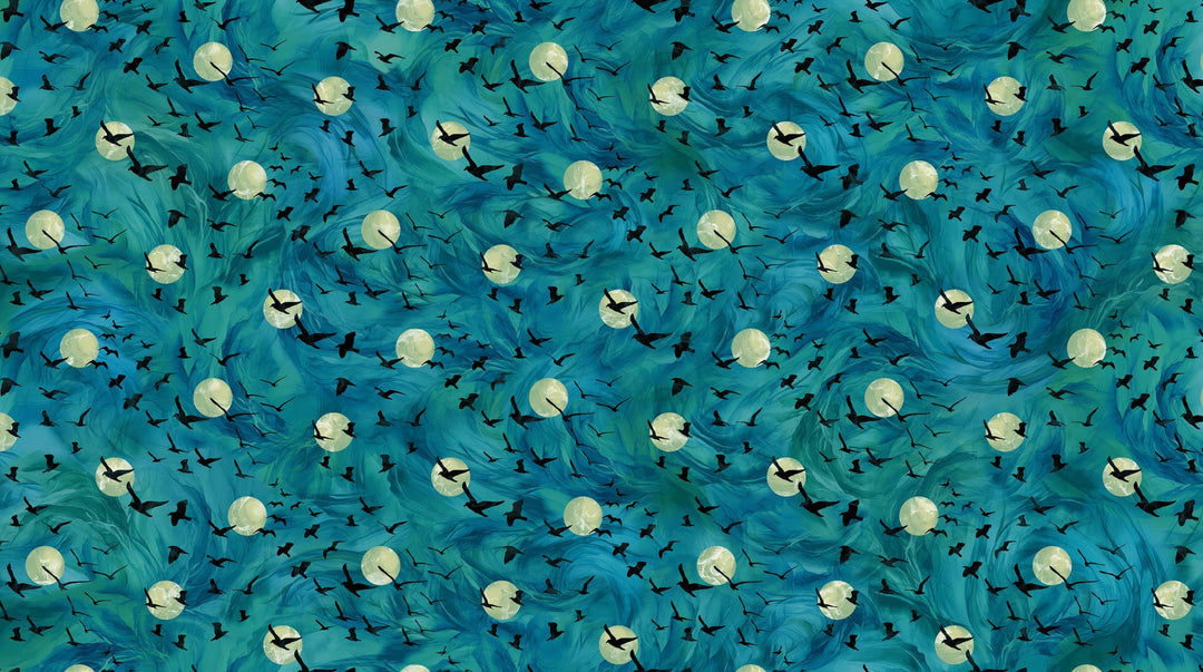 Northcott - Raven's Call - Flying Ravens - Teal