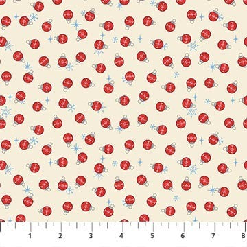 Northcott - Rudolph The Red Nosed Reindeer - Bauble Dot - Cream
