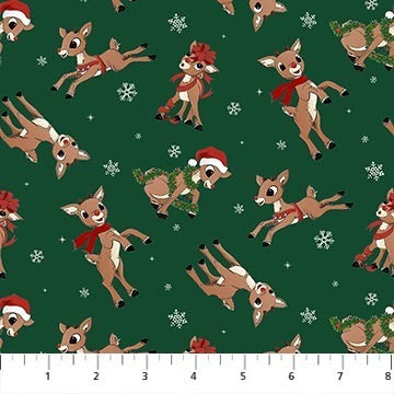 Northcott - Rudolph The Red Nosed Reindeer - Rudolph Toss - Dark Green