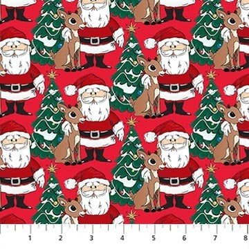 Northcott - Rudolph The Red Nosed Reindeer - Santa - Red