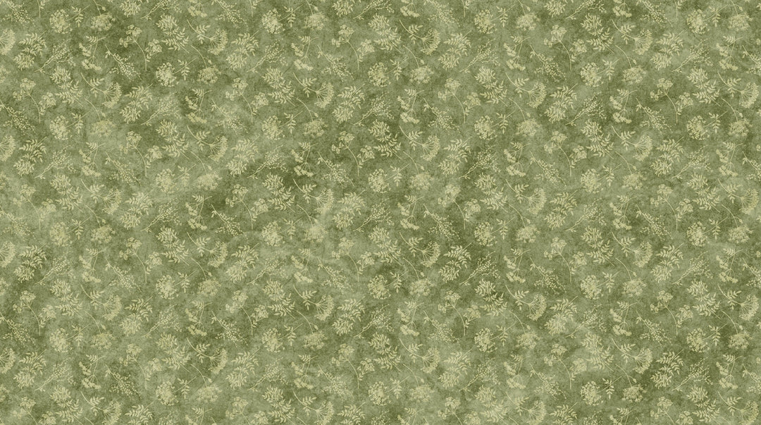 Northcott - Stonehenge Organics - Floral Tossed SM Green