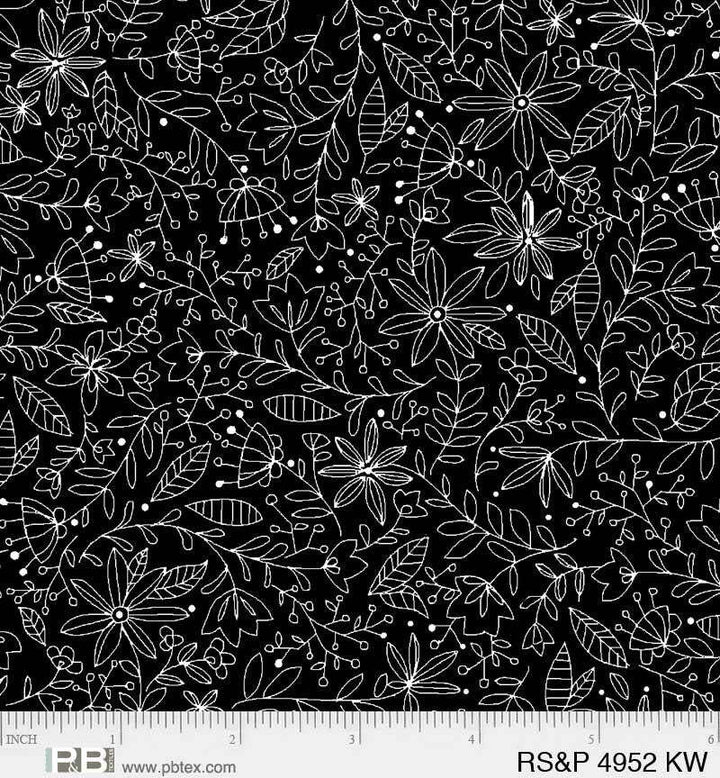 P&B Textiles - Salt & Pepper - Black Flowers