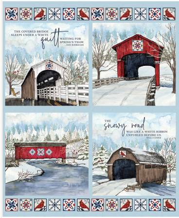 Panel - Riley Blake - Covered Bridges in Winter 35 1/2" x 43 1/2" Pillow Panel