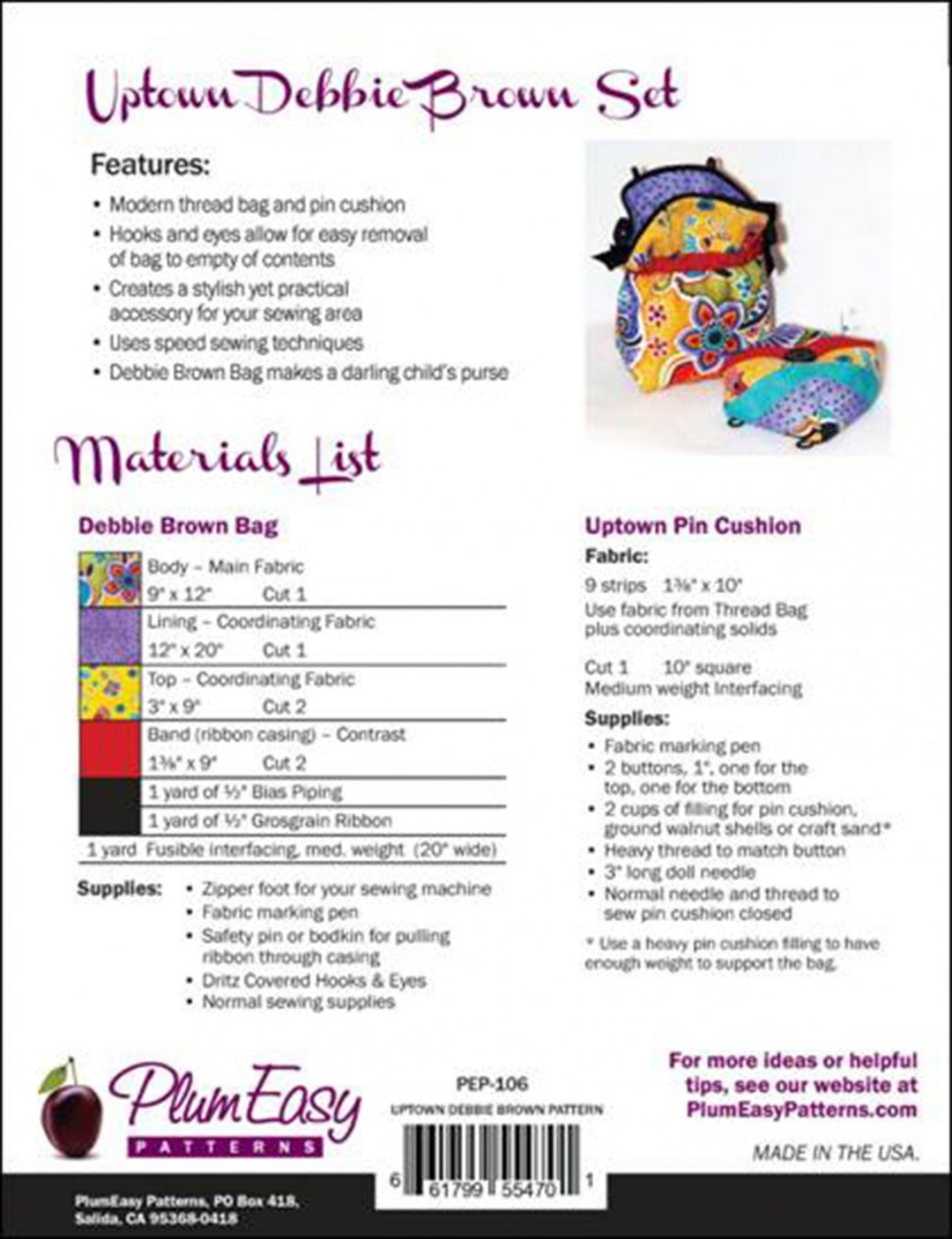 Pattern - Uptown Debbie Brown - Plum Easy