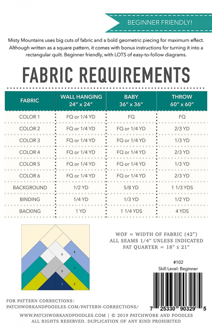 Pattern - Misty Mountains Quilt