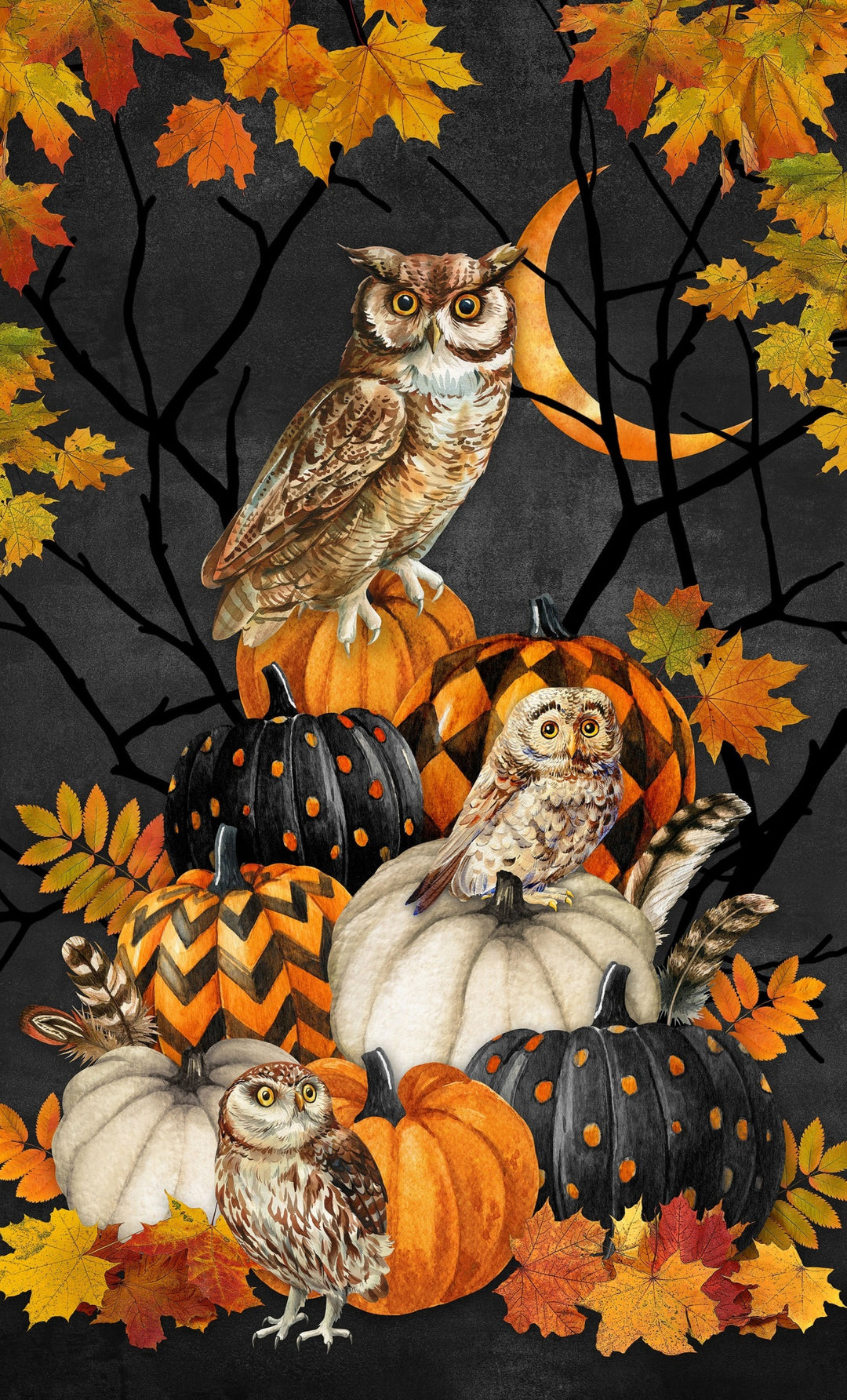 Panel - Northcott - Night Owl  - Charcoal multi