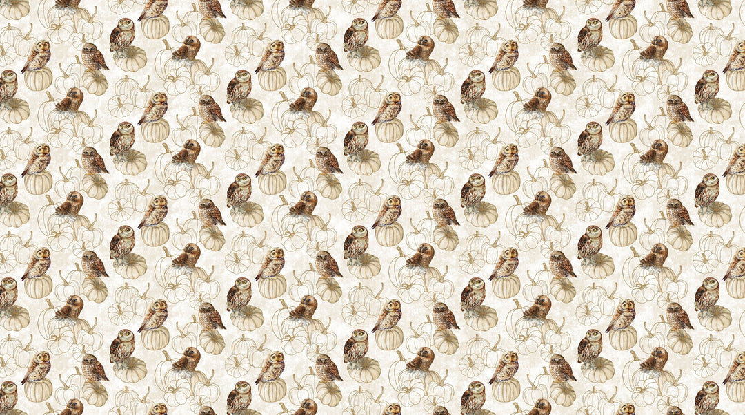 Northcott - Night Owl  - Owls - Cream multi