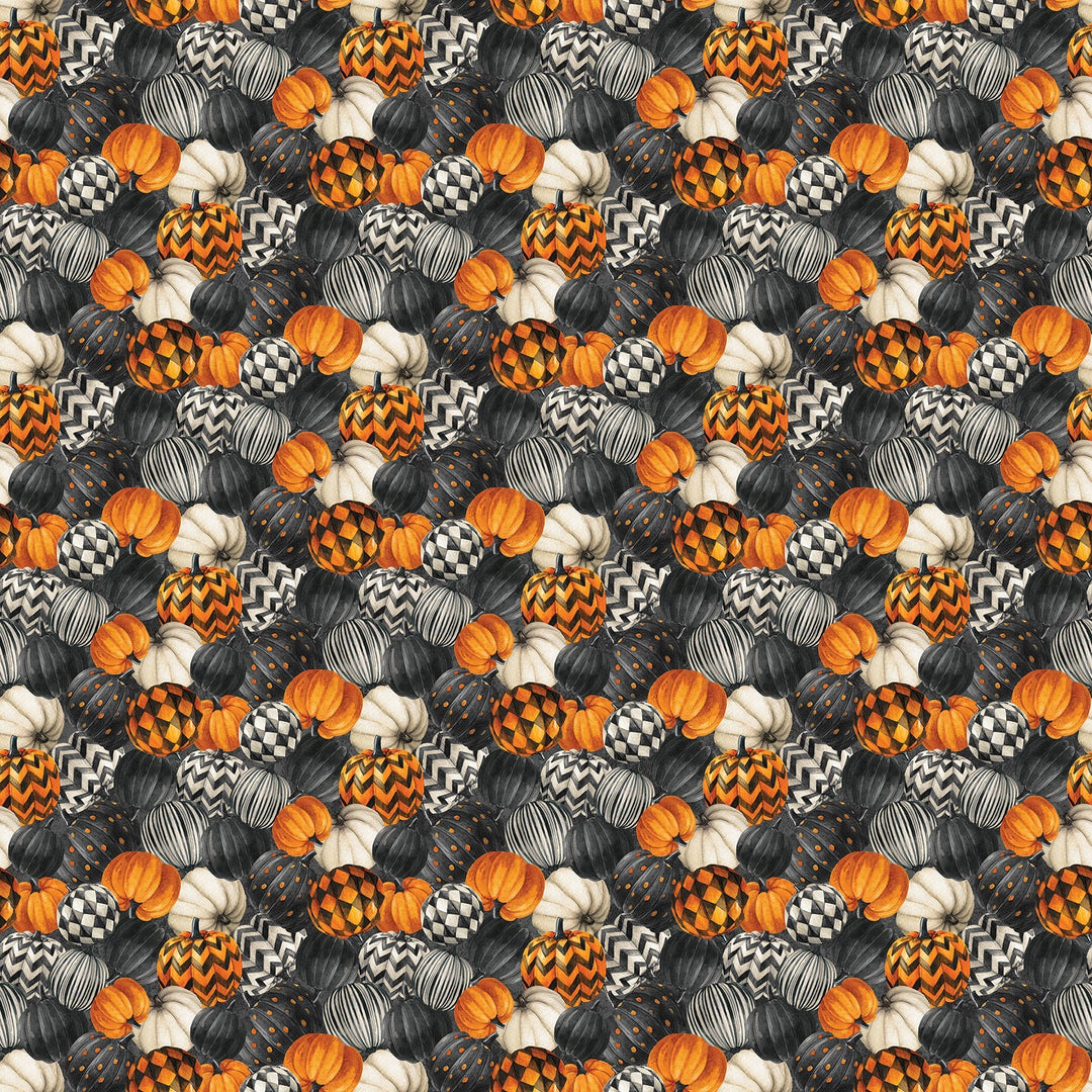 Northcott - Night Owl  - Packed Pumpkins - Charcoal multi