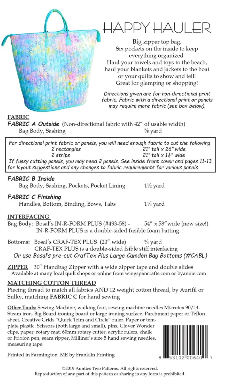 Pattern - Aunties Two - Happy Hauler
