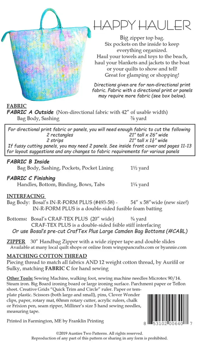 Pattern - Aunties Two - Happy Hauler