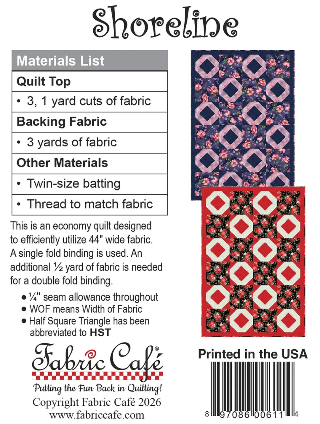 Pattern - Fabric Cafe - Shoreline Individual 3-Yard Pattern