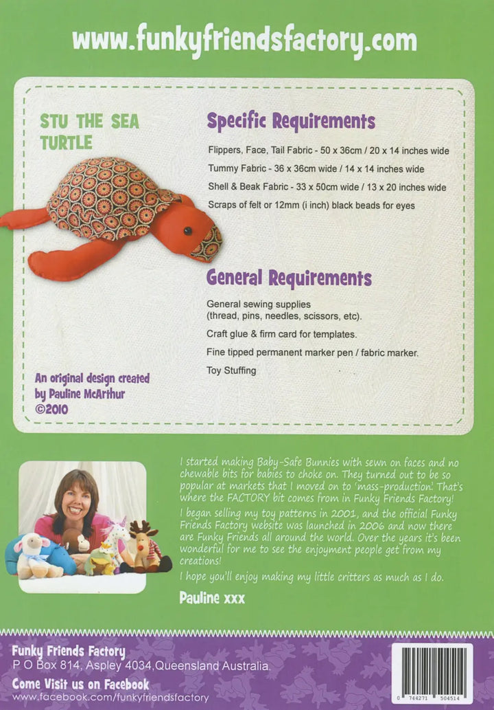 Pattern - Funky Friends Factory - Stu Sea Turtle