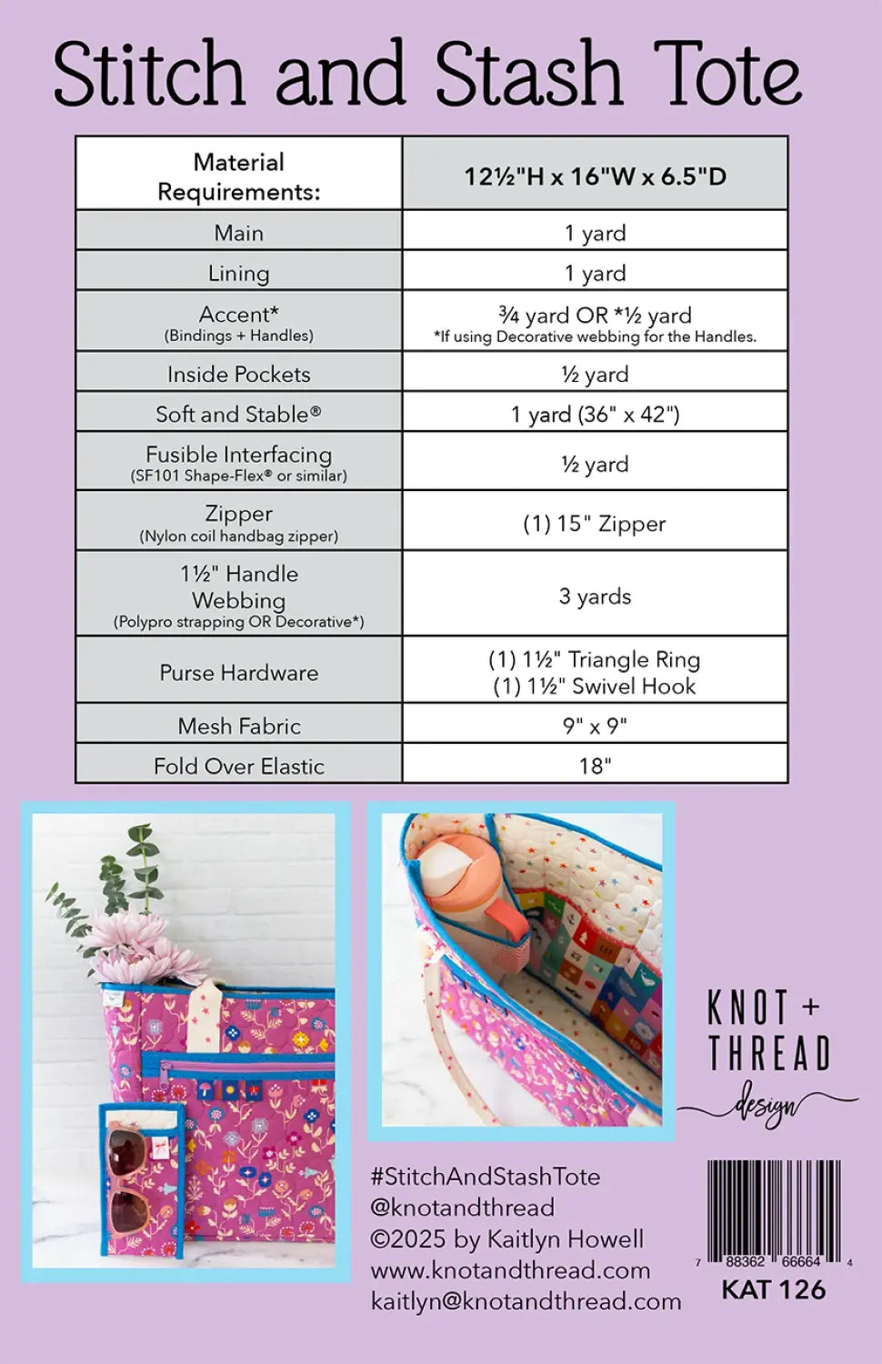 PREORDER - COMING in MID-February 2026 - Pattern - Knot and Thread - Stitch and Stash Tote