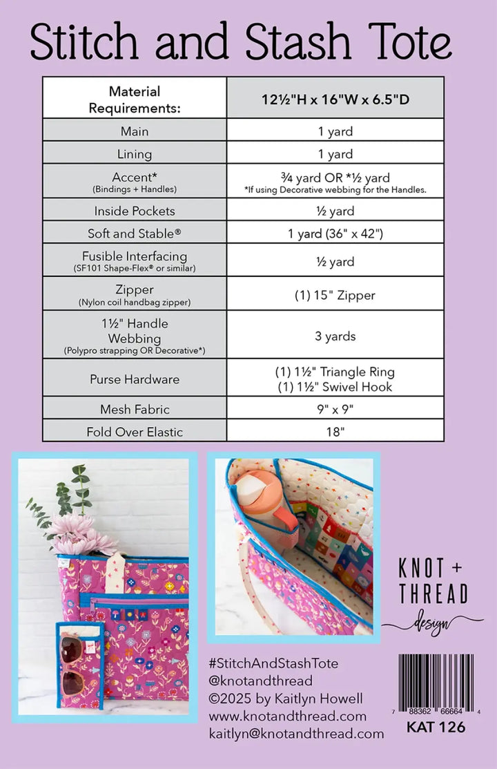 PREORDER - COMING in MID-February 2026 - Pattern - Knot and Thread - Stitch and Stash Tote