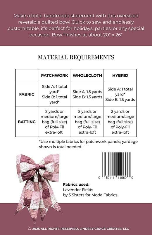Pattern - Lindsey Wilson - The Big Giant Quilted Bow