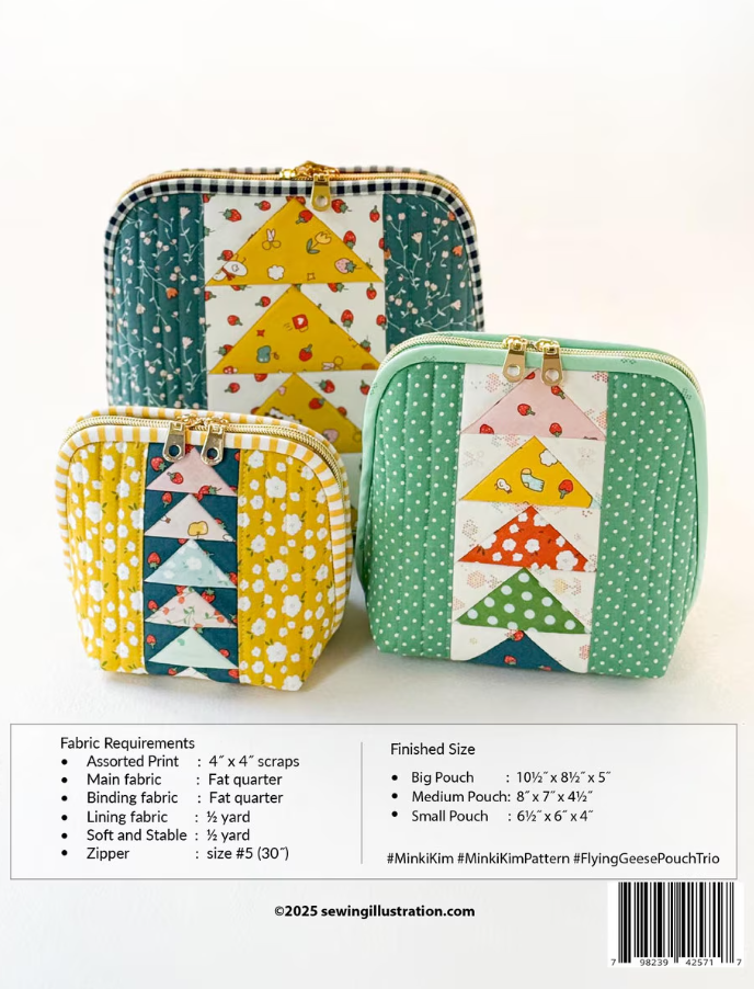 Pattern - Minki Kim - Flying Geese Pouch Trio