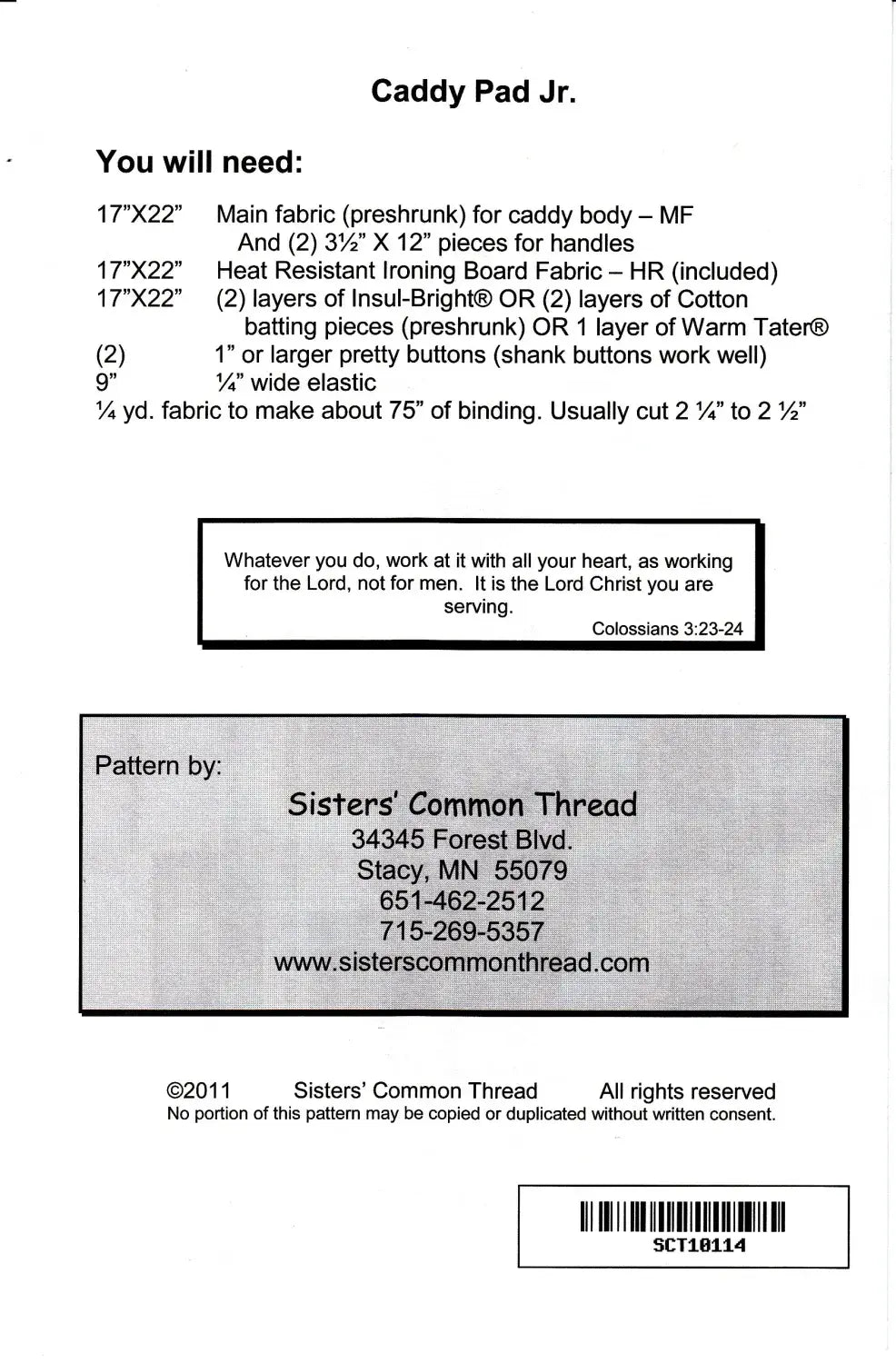Pattern - Caddy Pad Jr.