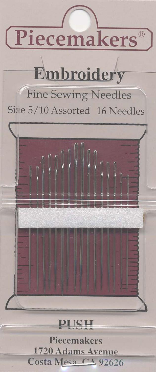 Hand Needles - Piecemaker Embroidery Crewel Needles Assorted Sizes 5/10