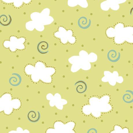 Quilting Treasures - Cute & Cuddly - Green Clouds
