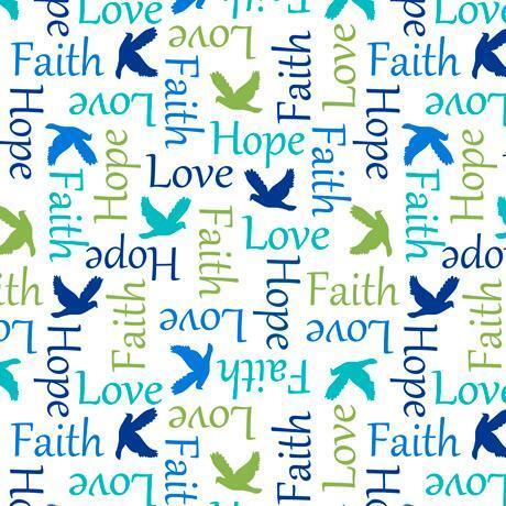 Quilting Treasures - Psalms - White Inspirational Words