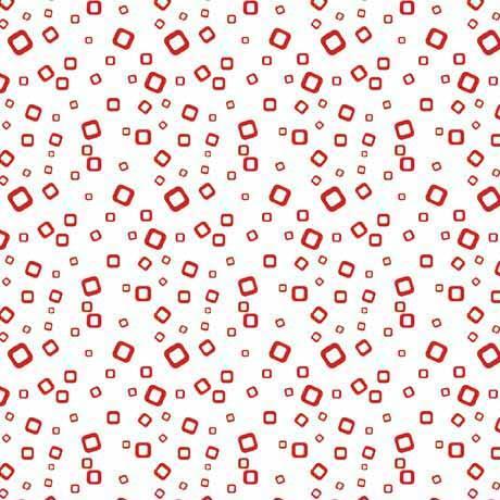 Quilting Treasures - Snowman Follies - White with Red Square Geo
