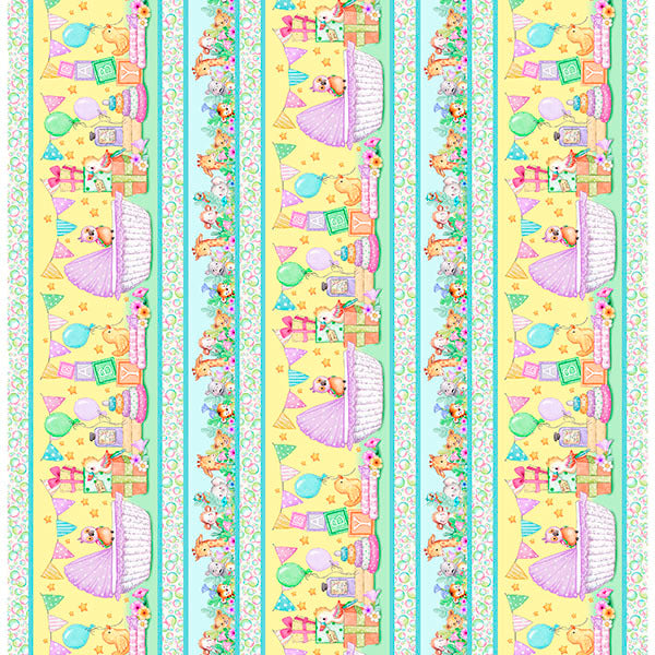 Quilting Treasures - Little Ones - Baby Animals Nursery Border Multi
