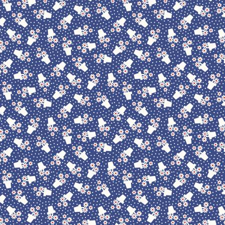 Marcus Fabrics - Judie Rothermel - Aunt Grace Goes Bold - Blue Flower Pots