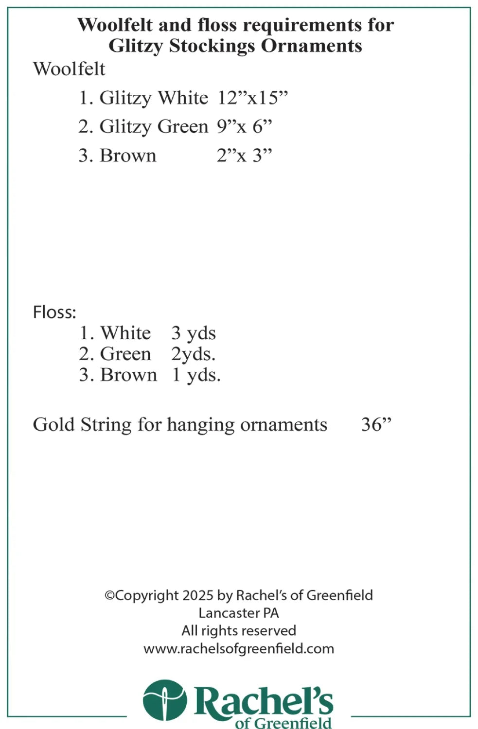 Kit - Rachel of Greenfield - Glitzy Stockings Ornaments