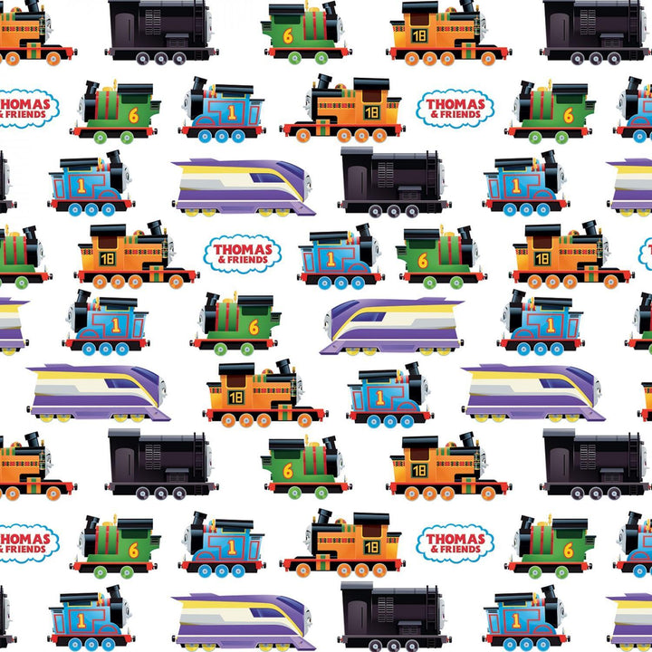 Riley Blake - Thomas & Friends - Full Steam Ahead - White Train Lines