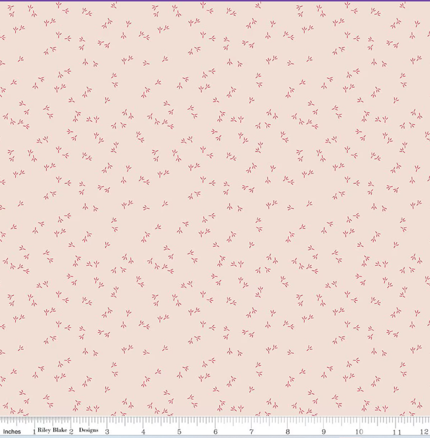Riley Blake - Lori Holt - Farmer's Daughter - Chicken Tracks Background Tea Rose