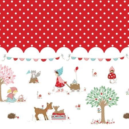Riley Blake - Whimsical Woodland - Border Print Red