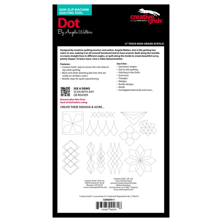 Ruler - Creative Grids - Machine Quilting Tool Dot