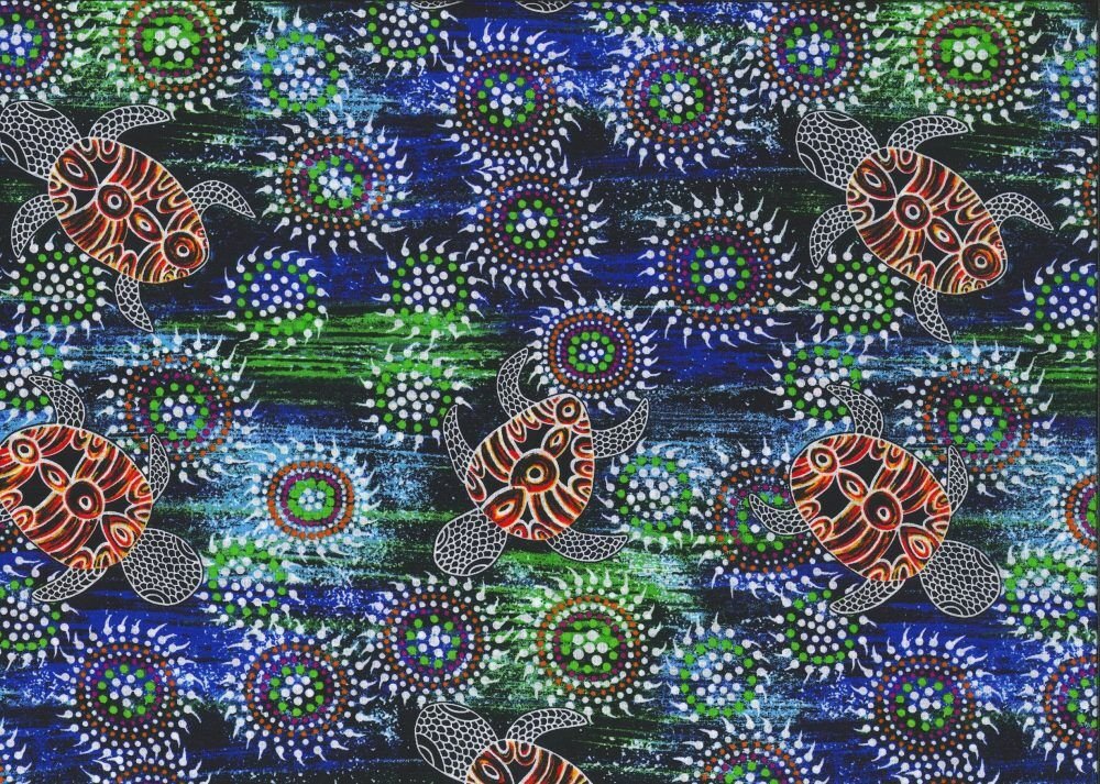 M&S Textiles - Aboriginal - Sea Dreaming Blue