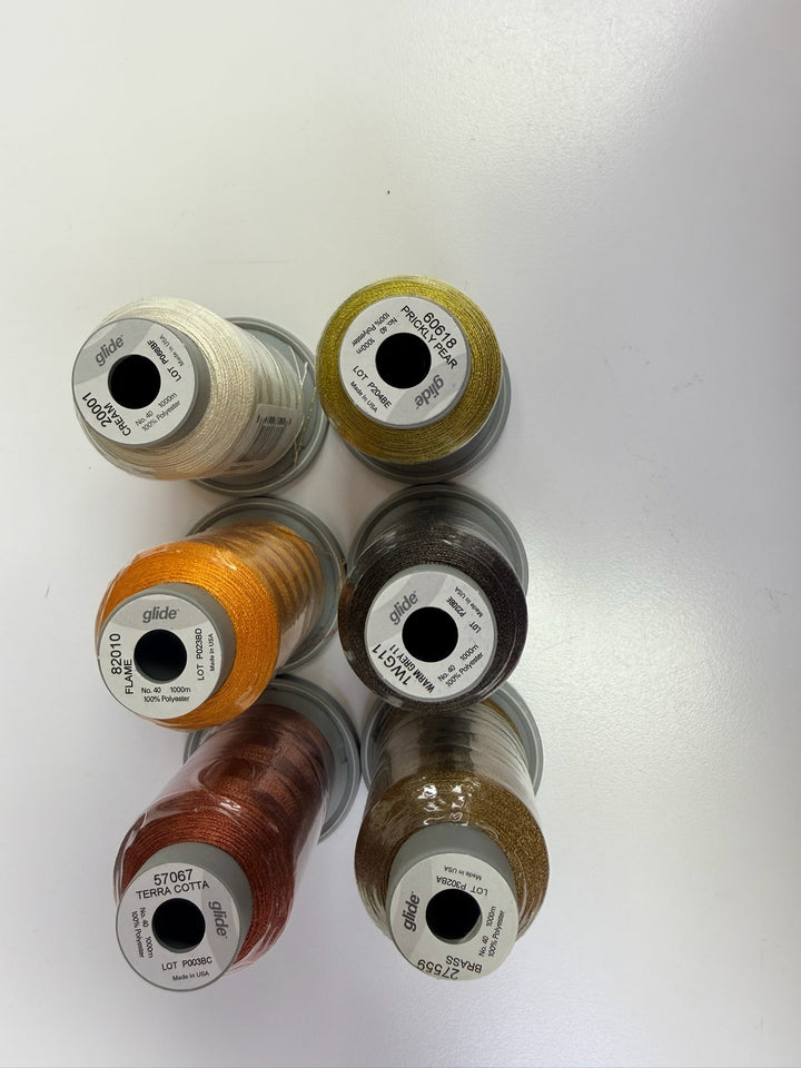 SIX PACK - Glide MINI 6 Spool FALL Pack - Brass, Terra Cotta, Flame, Prickly Pear, Cream, Warm Grey 11