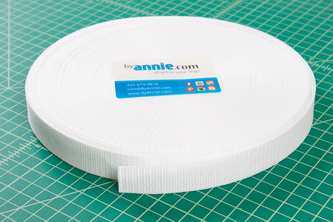 Bag - Strapping - By Annie  1in White (Sold by the yard)