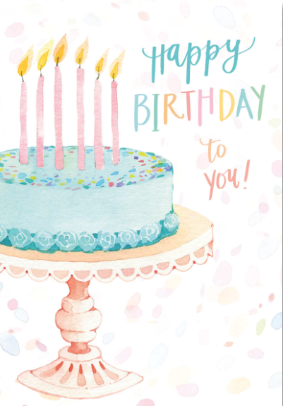 Greeting Card - Turquoise Birthday Cake On Stand