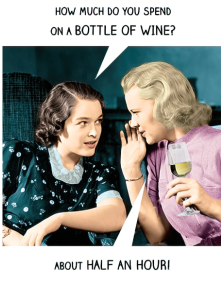 Greeting Card - For Women | Ladies Joking About Drinking Wine Card