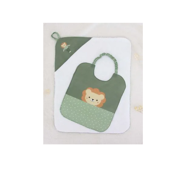 Set - Bib and Towel Set - Fabric 28.3x24.4in Bamby