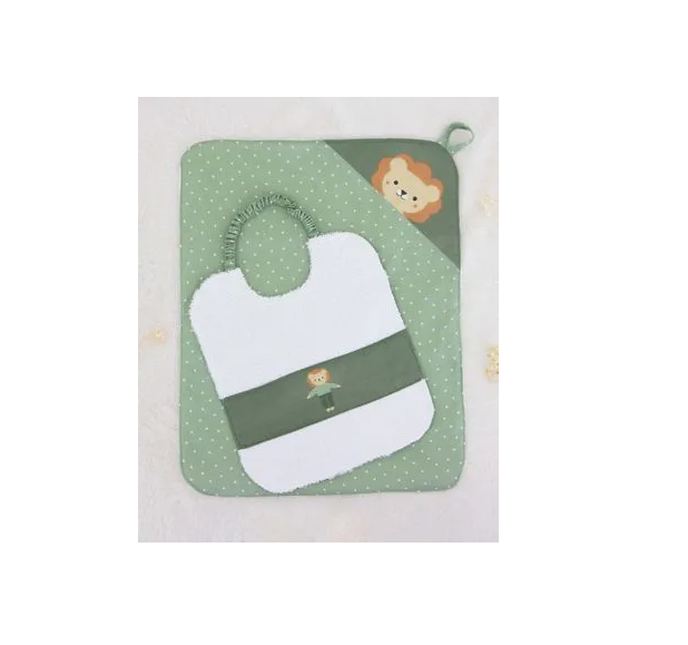Set - Bib and Towel Set - Fabric 28.3x24.4in Bamby