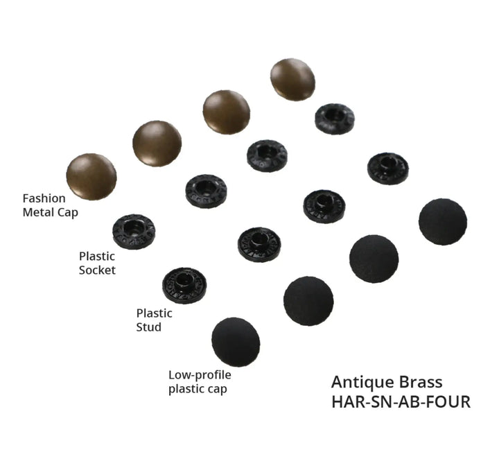 Snaps - Tool-free Snaps - Set of Four - Antique Brass
