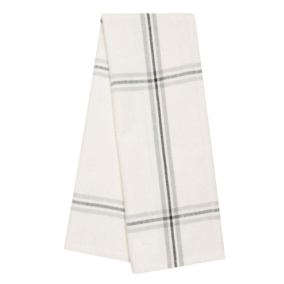 Tea Towel -  Windowpane Large Black/Gray on Off White