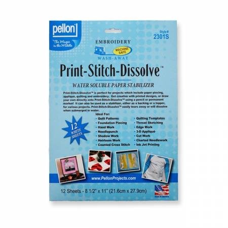 Stabilizer - Print-Stitch-Dissolve White 12: 8-1/2in x 11in Sheets